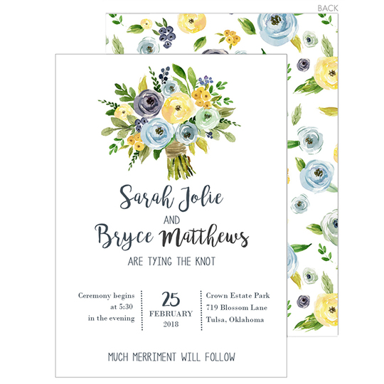 Yellow and Blue Bouquet Invitations